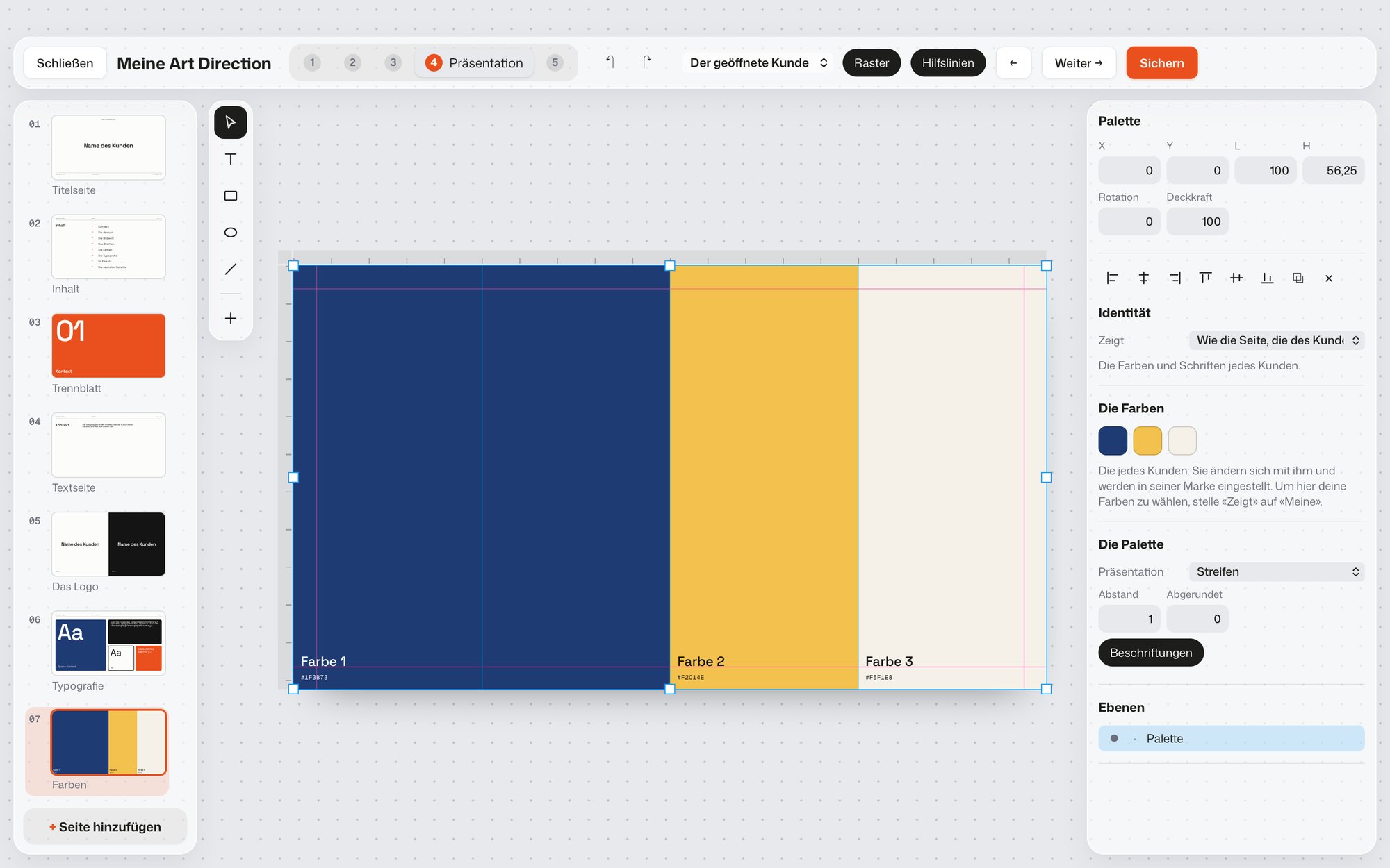 Der Editor „Meine Art Direction“ in Dockii